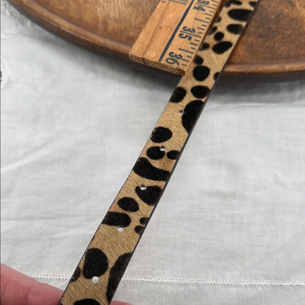GAP Belt Wm Large Leopard Print Calf Hair Red Faux Leather Interior Thin Animal